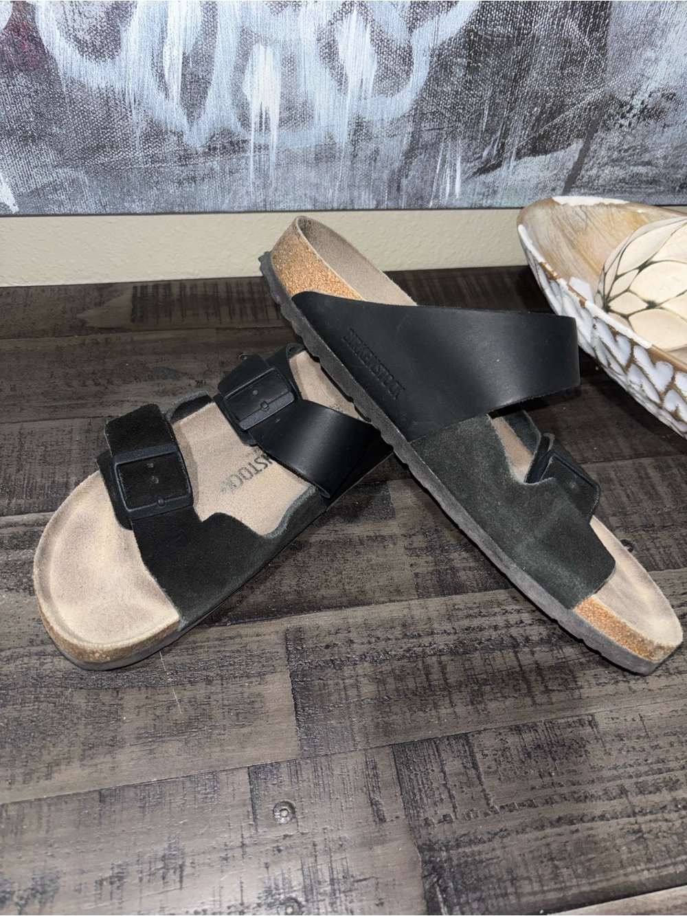 Birkenstock Arizona Split black leather and suede sandals SZ 41 - Picture 4 of 11